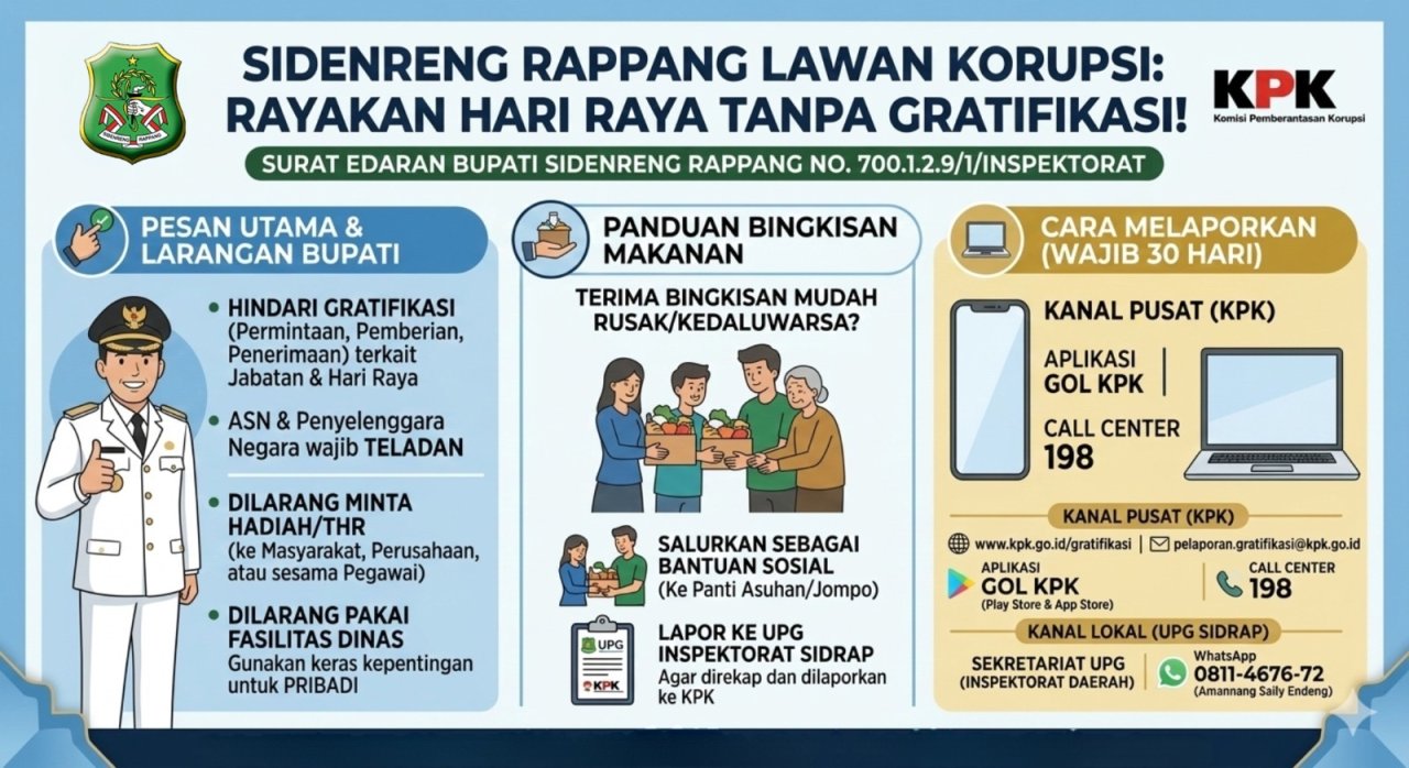Bupati Sidrap Instruksikan Pengendalian Gratifikasi dan Larangan Penggunaan Fasilitas Dinas Jelang Hari Raya