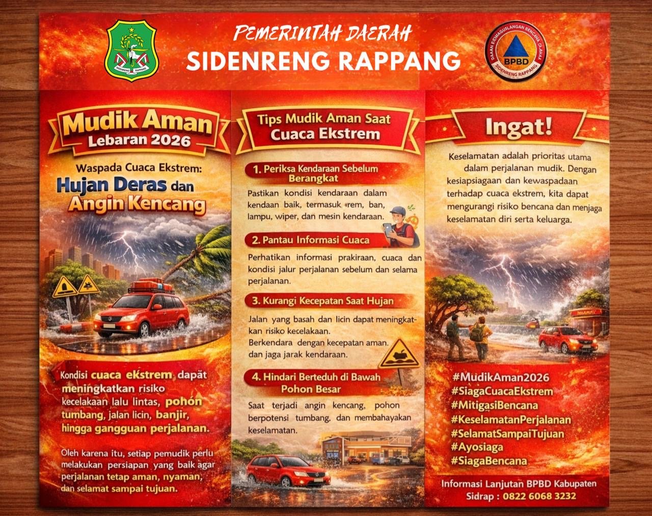 BPBD Sidrap Sebar Brosur Keselamatan untuk Pemudik Lebaran 2026