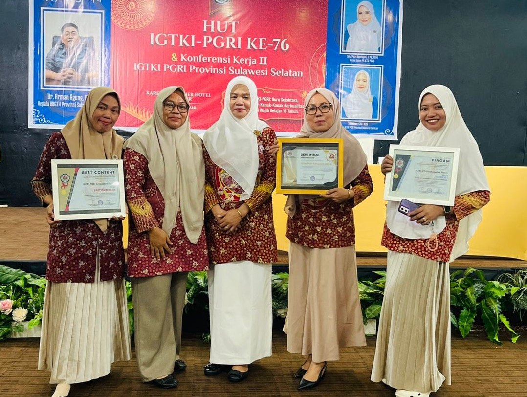 Sabet Tiga Penghargaan di Gapura Awards Sulsel, IGTKI-PGRI Sidrap Raih Kado Terindah Akhir Kepengurusan