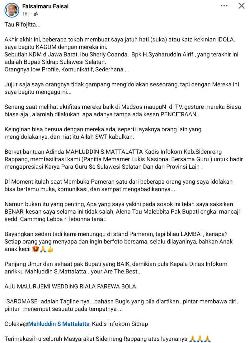 Syaharuddin Alrif di Mata Akun Faisalmaru, Kekaguman di Medsos Terbukti di Dunia Nyata