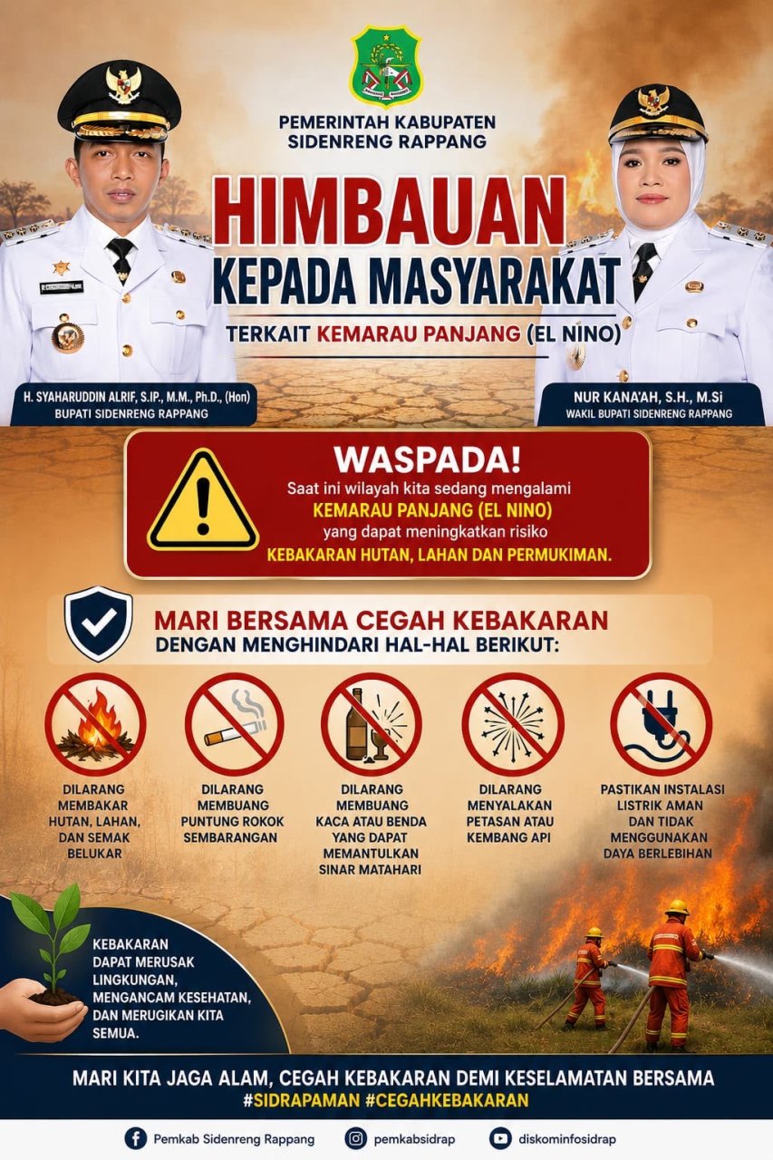 Siaga di Musim Kemarau! Bupati Sidrap Ingatkan Bahaya Kebakaran dan Krisis Air