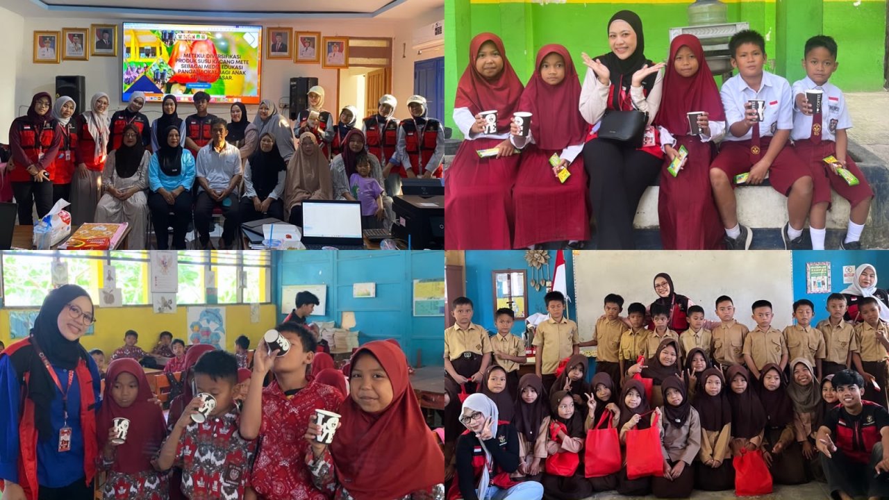 Inovasi Pangan Lokal, Susu Kacang Mete Dikenalkan ke Anak SD dan Ibu-ibu di Mattirotasi