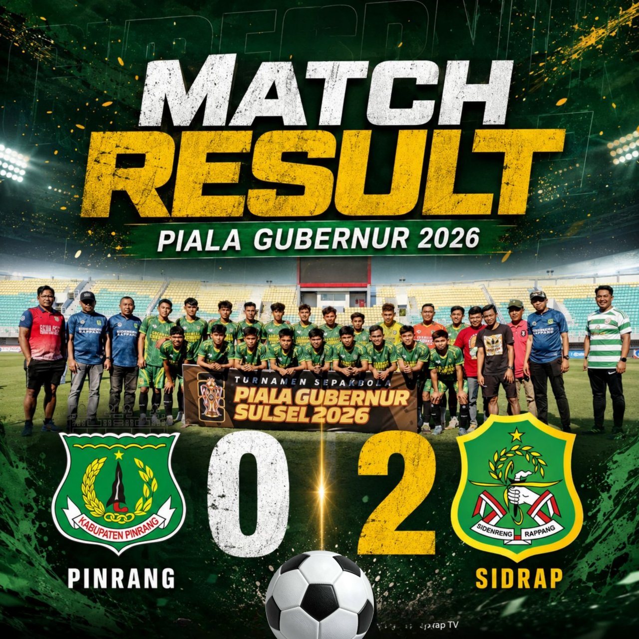 Tundukkan Pinrang 2-0, Sidrap Awali Piala Gubernur 2026 dengan Tiga Poin