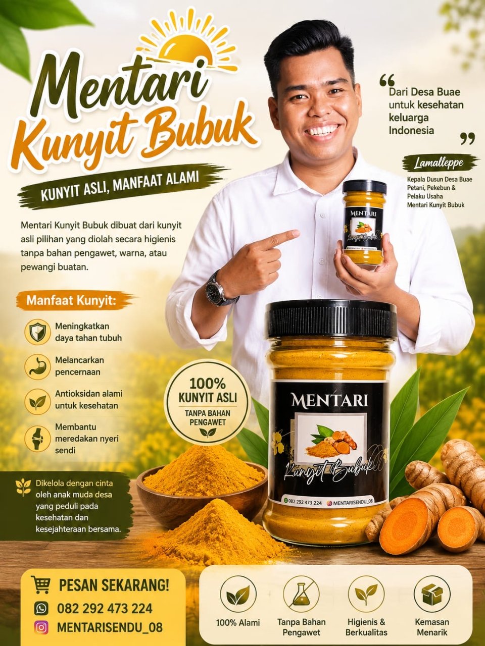 Dari Kebun Desa Buae, Lamalleppe Kembangkan Mentari Kunyit Bubuk yang Kaya Khasiat