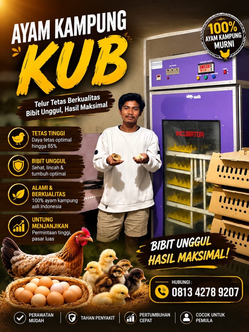 Tekuni Peternakan Modern, Pemuda Tanete Sukses Kembangkan Penetasan Ayam Kampung Super