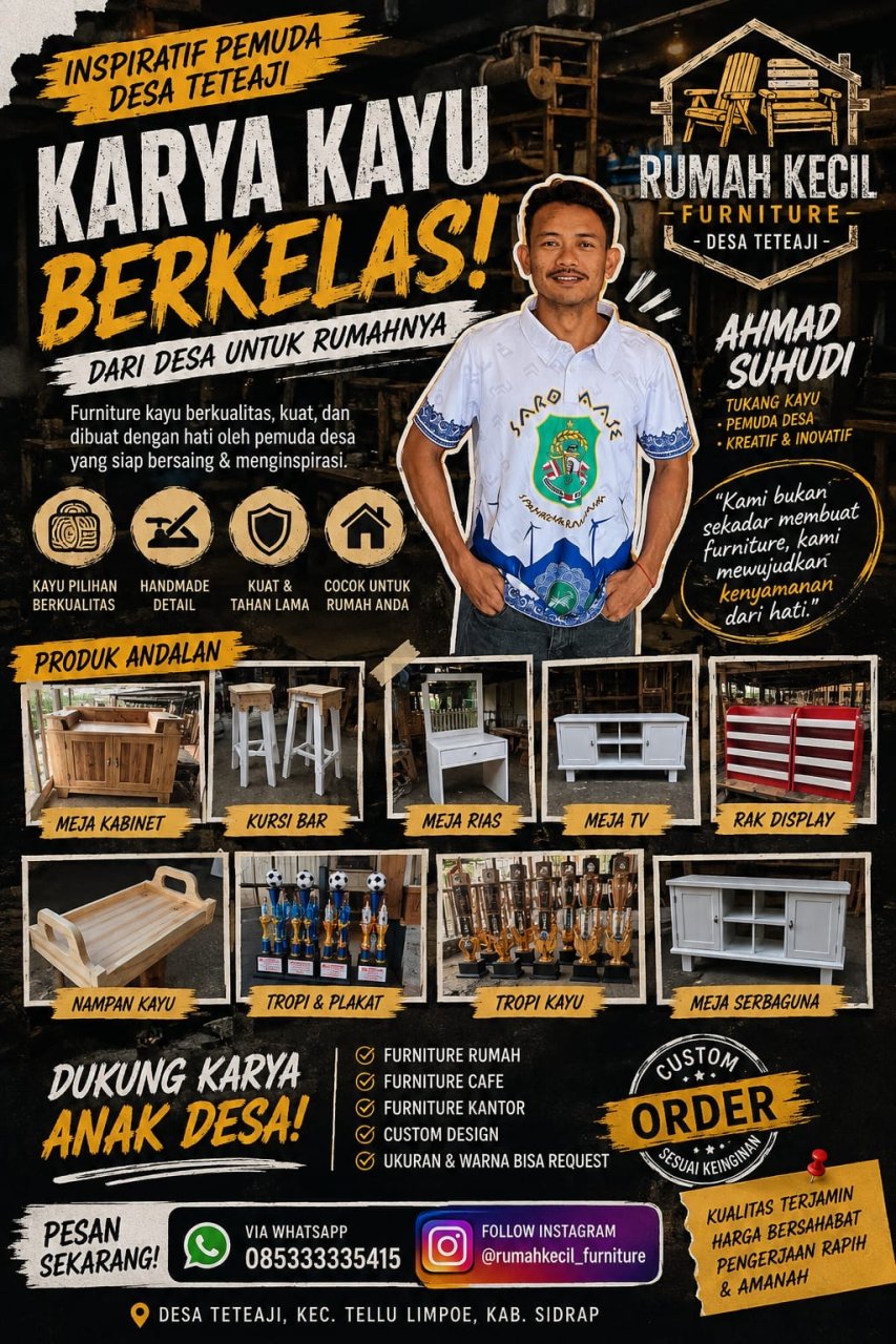 Kreativitas Pemuda Sidrap, Ciptakan Furniture Kayu Berkualitas dengan Desain Modern