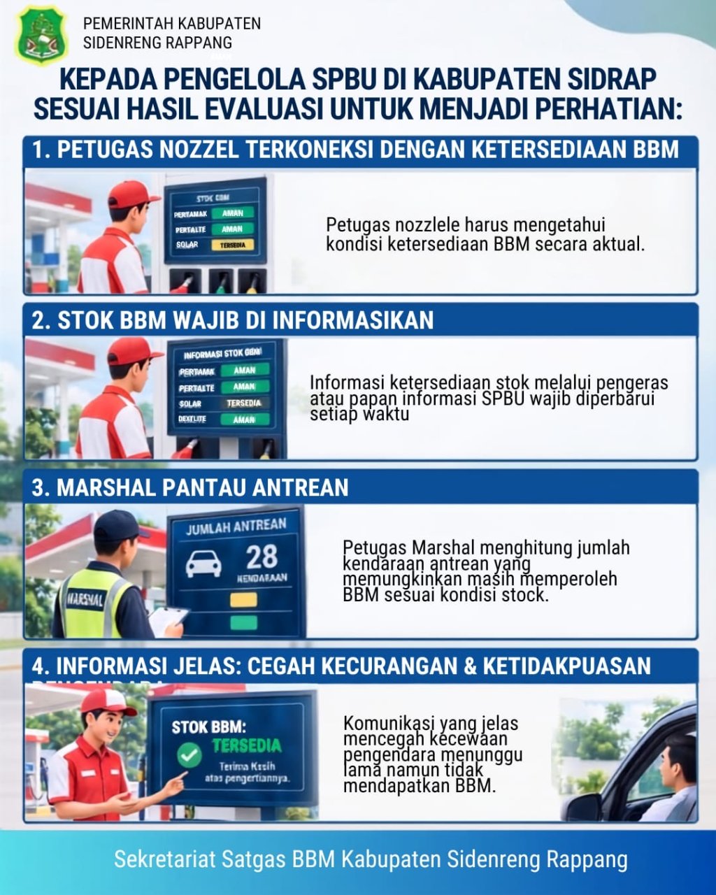 Optimalkan Pelayanan SPBU, Satgas BBM Sidrap Sampaikan 4 Poin Evaluasi